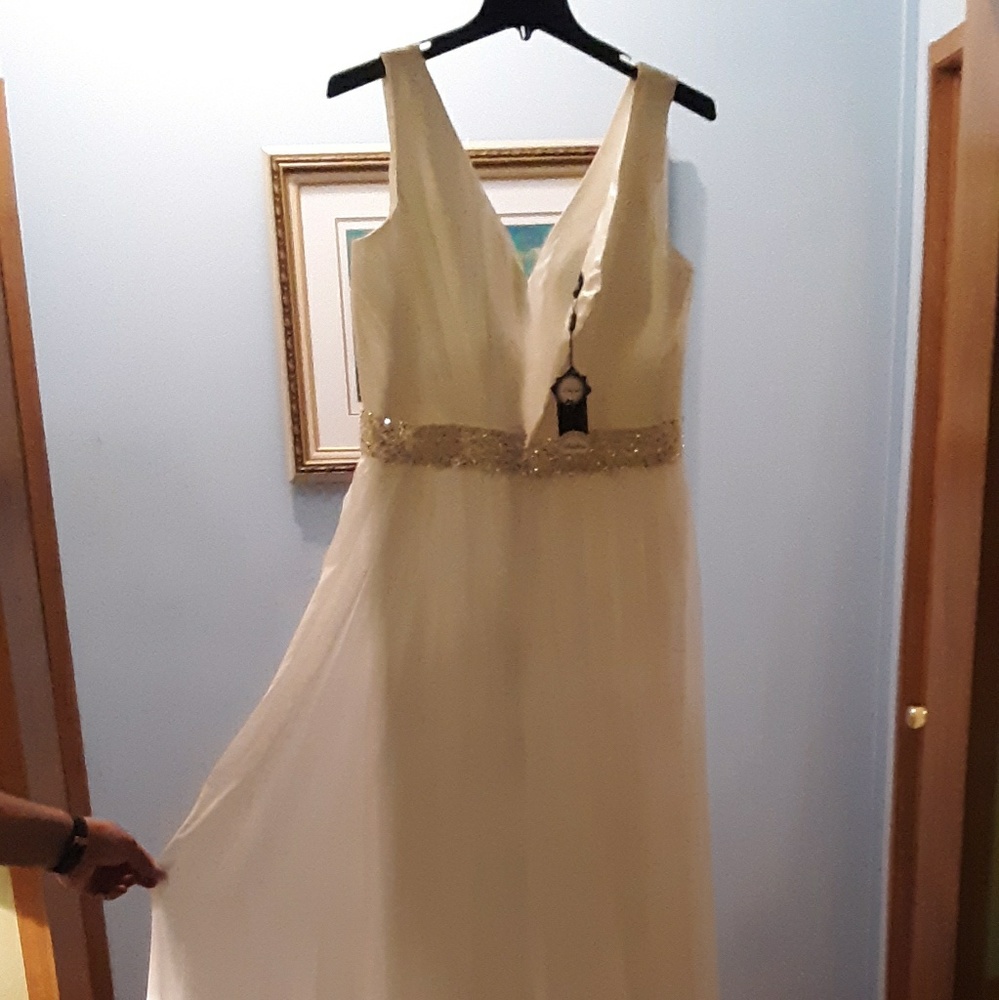 Eric dress v neck split front beach wedding dress